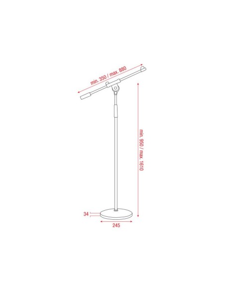DAP-Audio Mic. Stand 160 cm Chrome
