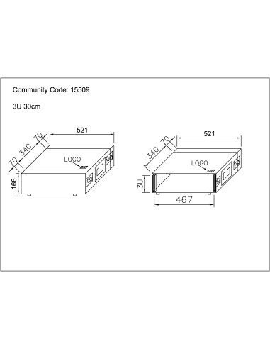 Rack Pro Comtech 3U30cm + couvercle