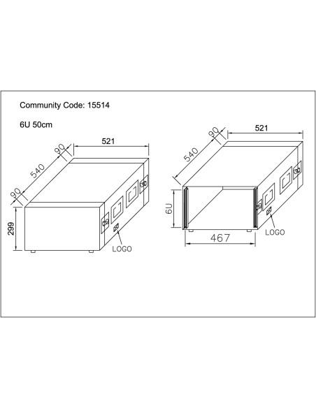 Rack Pro Comtech 6U50cm + couvercle