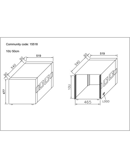 Rack Pro Comtech 10U50cm + couvercle