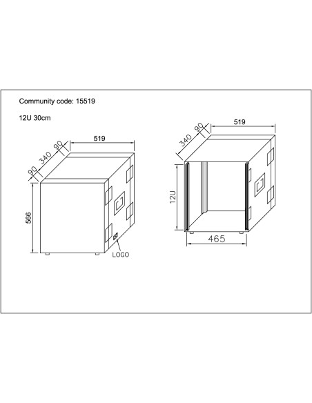 Rack Pro Comtech 12U30cm + couvercle