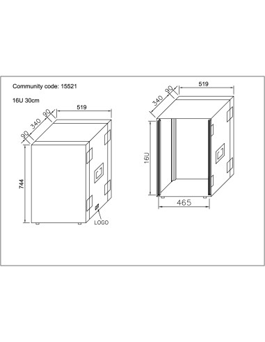 Rack Pro Comtech 16U30cm + couvercle