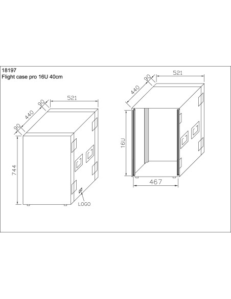 Rack Pro Comtech 16U40cm + couvercle