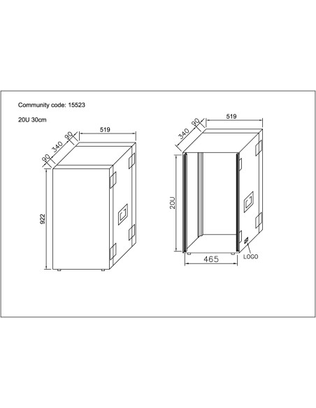 Rack Pro Comtech 20U30cm + couvercle