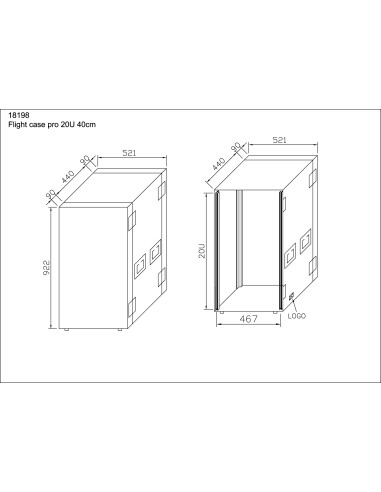 Rack Pro Comtech 20U40cm + couvercle